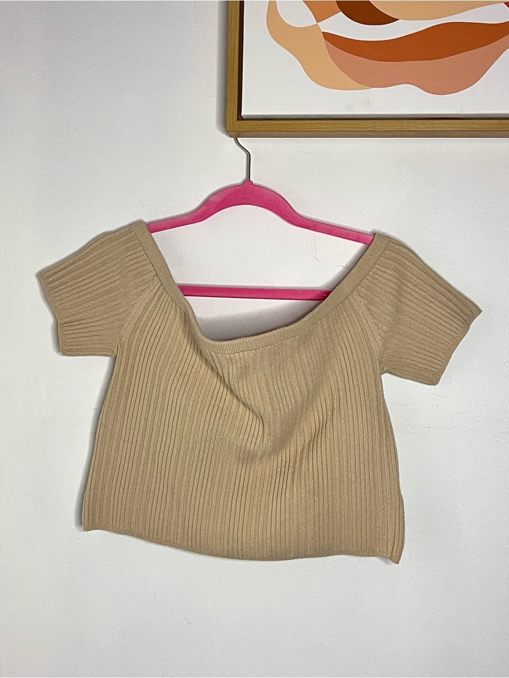 Aerie Reversible Ribbed Sweater Crop Top in Tan Size XL - Picture 4 of 6